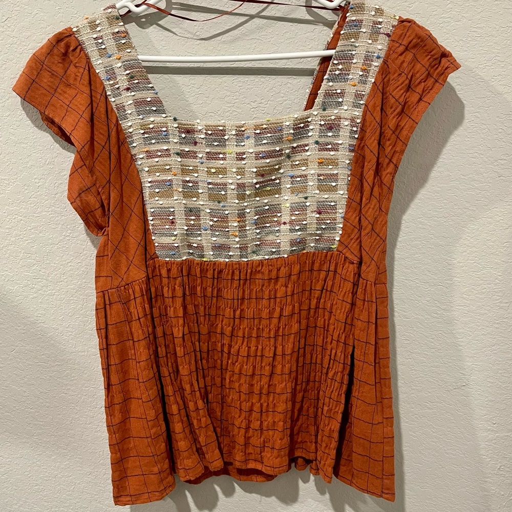 Entro Square Neckline Orange Top (Women’s Large)